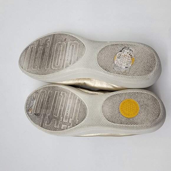 Fit Flops Sz 9 Ballet Slip Ons Comfort Shoes Gold - Picture 7 of 9